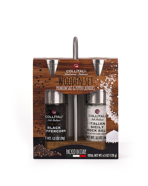 Wooden Set: Black Peppercorn & Sicily Rock Salt