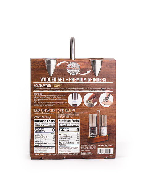 Wooden Set: Black Peppercorn & Sicily Rock Salt