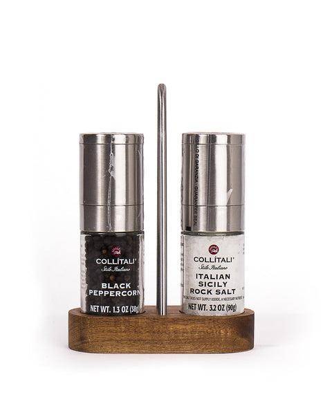 Wooden Set: Black Peppercorn & Sicily Rock Salt