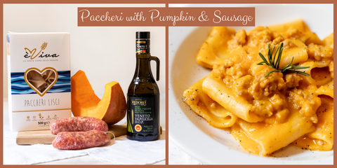 Paccheri Pasta with Pumpkin & Sausage