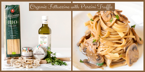 Organic Fettuccine Pasta with Porcini Mushrooms and Porcini Truffle cream