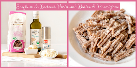 Sorghum & Beetroot Pasta with Butter and Parmigiano cheese