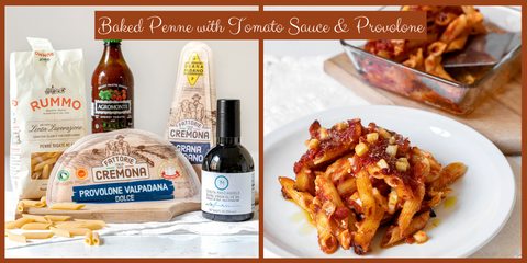 Baked Penne Pasta with Tomato sauce & Provolone cheese