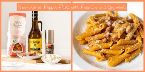 Turmeric & Pepper Pasta with Pecorino cheese and Guanciale
