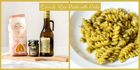 Corn & Rice flour Pasta with Basil Pesto