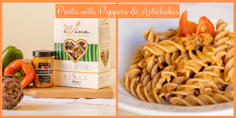 Fusilli Pasta with Peppers & Artichokes
