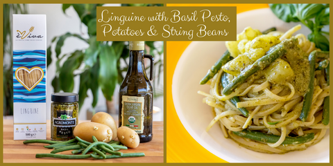 Linguine with Basil Pesto, Potatoes & String Beans