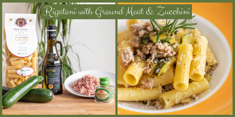 Rigatoni Pasta with Ground Meat & Zucchini