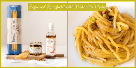 Squared Spaghetti with Pistachio Pesto recipe