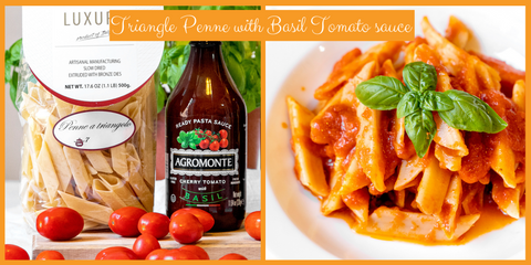 Triangle Penne Pasta with Basil Cherry Tomato sauce RECIPE