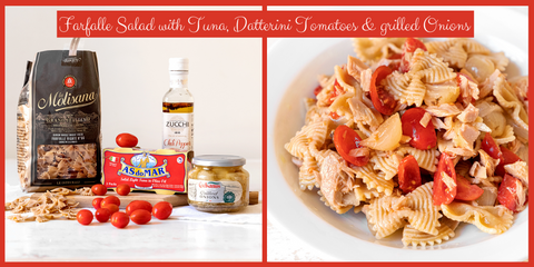 Farfalle Pasta Salad with Tuna, Datterini Tomatoes & grilled Onions RECIPE