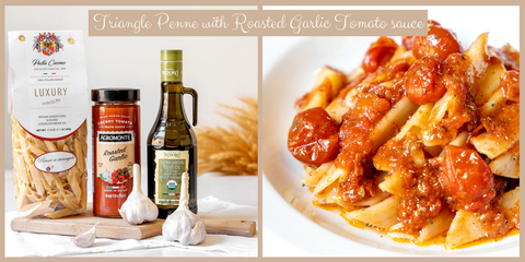 Triangle Penne Pasta with Roasted Garlic Tomato sauce RECIPE