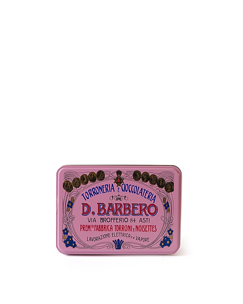 Metal Pink Box with White Nougats with Hazelnuts 3.52 Oz