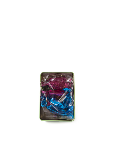 Metal Green Box with Nougats coated in Extra Dark Chocolate 3.52 Oz