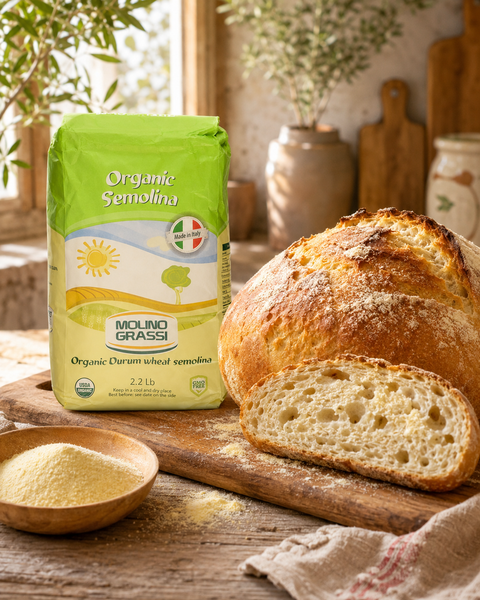 Italian semolina bread made with Molino Grassi organic durum wheat semolina