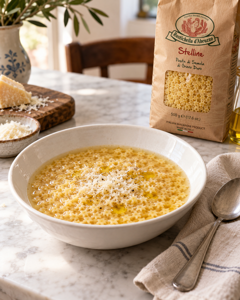 Rustichella d'Abruzzo Stelline served as classic Italian pastina