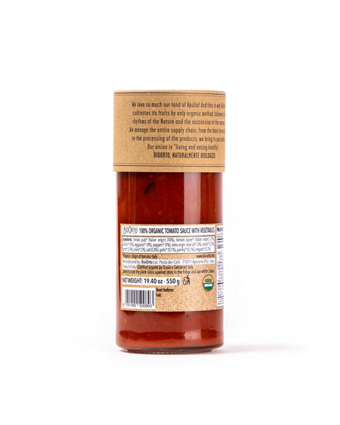 Organic Tomato Sauce with Vegetables 19.40 Oz - Magnifico Food