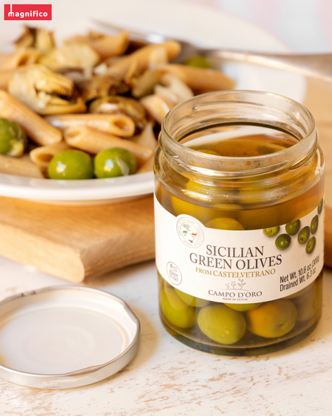 Sicilian Green Olives 6.3 Oz - Magnifico Food